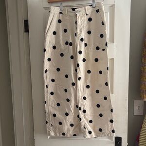Who What Wear Cream and Black Polka Dot Wide Leg Pants